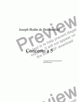 page one of Concerto a 5 (FL, Ob, Cl, Hrn, Bsn)
