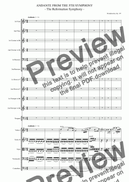 page one of Andante From The 5TH Symphony  - The Reformation Symphony -