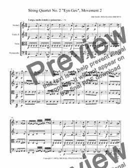 page one of String Quartet No. 2 "Eyn Gev", Movement 2