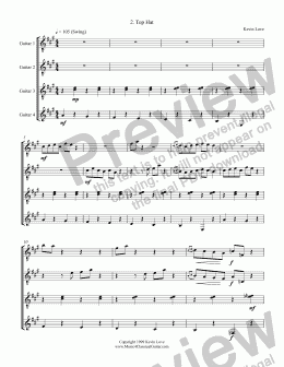 page one of Three Entertainments for Guitar Quartet