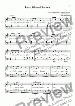 page one of Jesus, Blessed Saviour - Easy Piano 106B