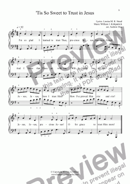 page one of ’Tis So Sweet to Trust in Jesus - Easy Piano 108B