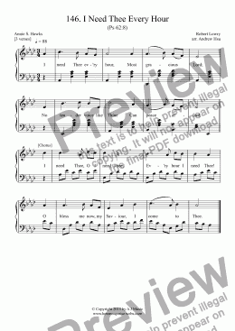 page one of I Need Thee Every Hour - Easy Piano 146