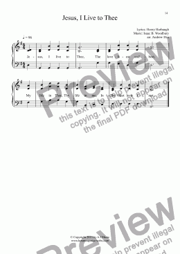 page one of Jesus, I Live to Thee - Easy Piano 222B