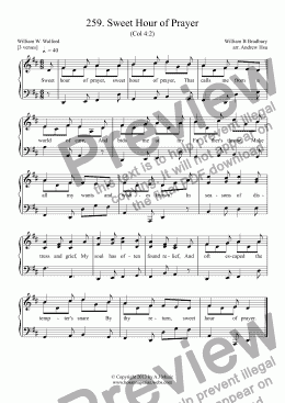 page one of Sweet Hour of Prayer - Easy Piano 259