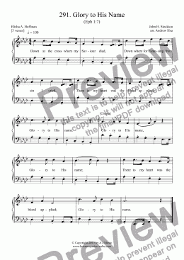 page one of Glory to His Name - Easy Piano 291