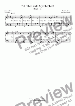 page one of The Lord's My Shepherd - Easy Piano 357