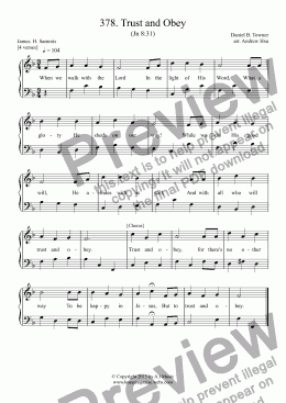 page one of Trust and Obey - Easy Piano 378