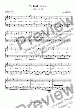 page one of God Is Love - Easy Piano 53
