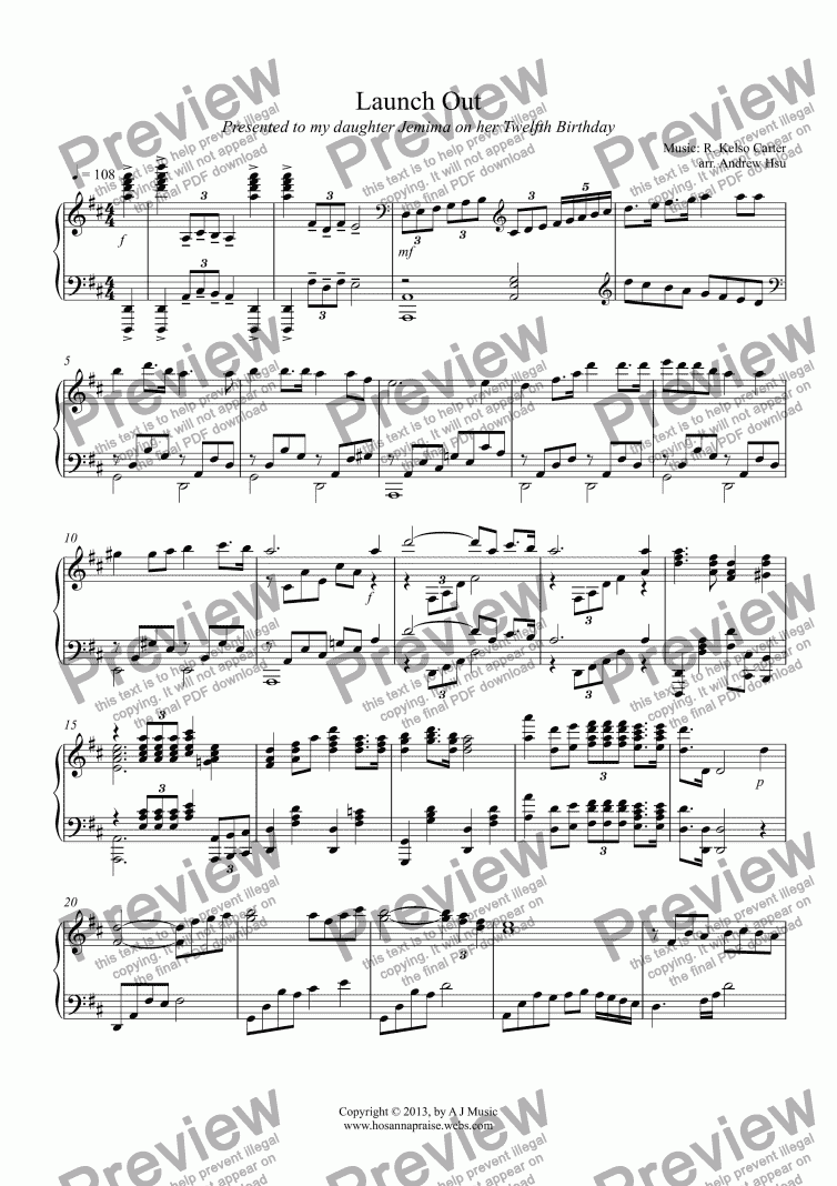 page one of Launch Out - Solo Piano
