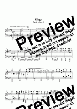 page one of Elegy (solo piano)