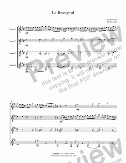page one of La Rossignol (Quartet)