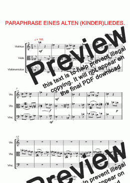 page one of PARAPHRASE EINES ALTEN (KINDER)LIEDES für Violine, Viola und Violoncello