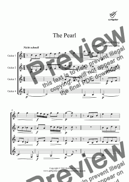 page one of The Pearl for guitar quartet