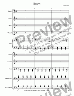 page one of Etudes for strings, flutes, oboes