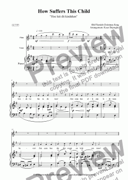 page one of "An Old Flemish Christmas Song for voice and piano (Flute ad lib.)"