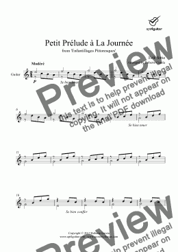 page one of Petit Prélude à La Journée for solo guitar