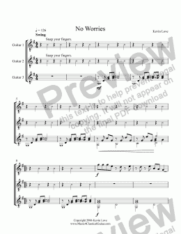 page one of No Worries (Trio)