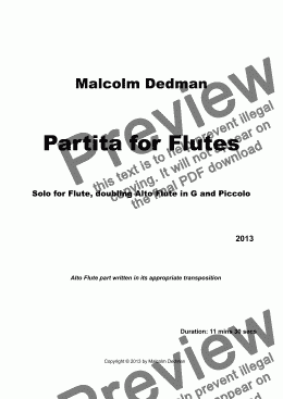 page one of Partita for Flutes