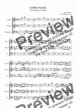 page one of Trio Sonata in F major "Golden Sonata"