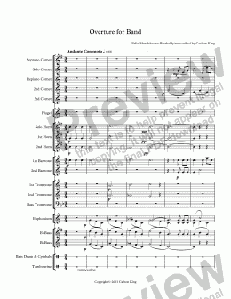 page one of Overture for Band