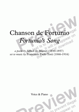 page one of Chanson de Fortunio (Tosti / Musset)