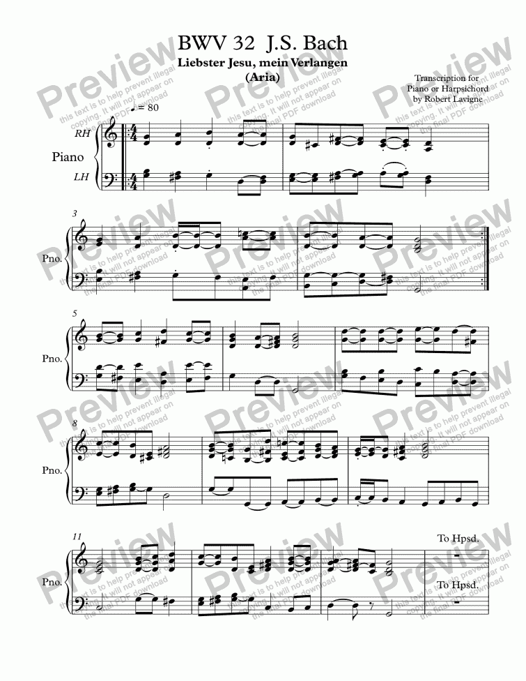 page one of BWV 32  J.S. Bach Liebster Jesu, mein Verlangen (Aria)