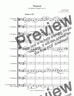 page one of Nimrod, for trombone choir