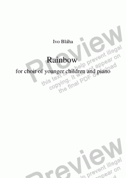 page one of RAINBOW (Duha) for choir of younger children and piano (English words)