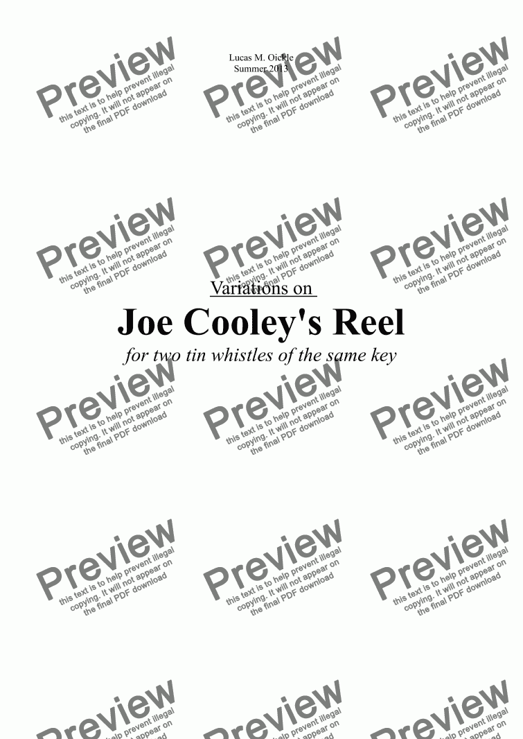 page one of Joe Cooley’s Reel: For Duo