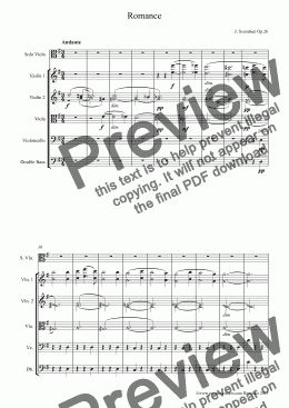 page one of Svendsen Romance for Viola and String Orchestra