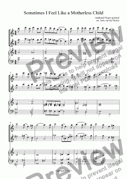 page one of Sometimes I Feel Like a Motherless Child (flute duet + piano)