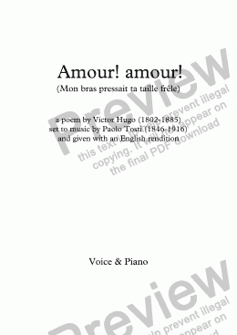 page one of Mon bras pressait ta taille frêle (Amour! amour!) (Tosti - Victor Hugo)