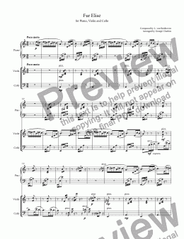 page one of Für Elise for Piano Trio