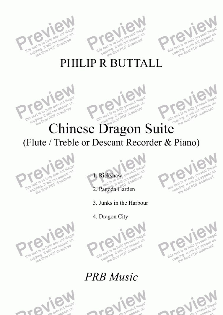 page one of Chinese Dragon Suite (Flute / Recorder & Piano)