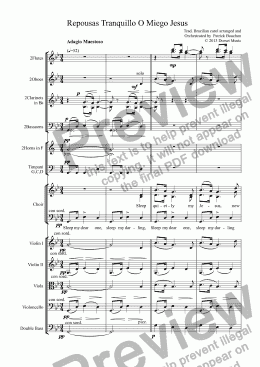 page one of Repousas Tranquillo O Miego Jesus for Choir and Orchestra