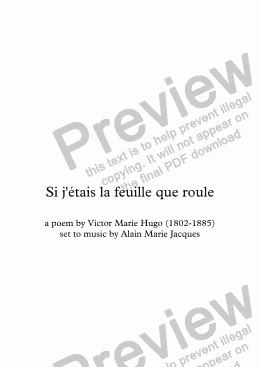 page one of Si j’étais la feuille que roule (A. Jacques / Victor Hugo) - Original version
