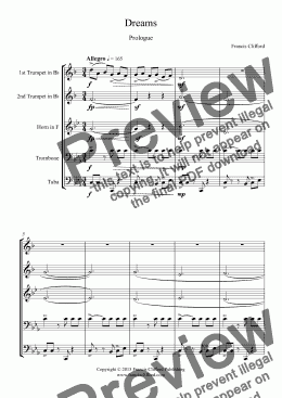 page one of 3 Dreams for Brass Quintet (1st Movement)
