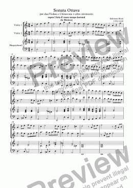 page one of Sonata Ottava for 2 violins and BC (Rossi)