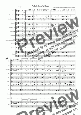 page one of Prelude from Te Deum for School Wind Band