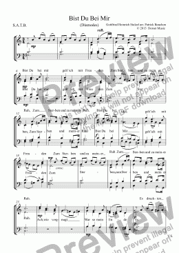 page one of Stolzel - Bist Du Bei Mir for S. A. T. B. Choir with optional Piano