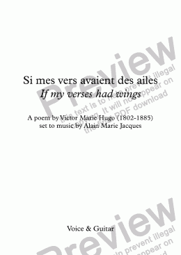 page one of Si mes vers avaient des ailes (A. Jacques / Victor Hugo) Low voice