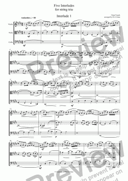 page one of Franck - FIVE INTERLUDES - for string trio