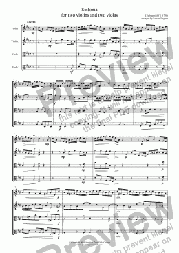 page one of Albinoni - SINFONIA - for two violins and two violas