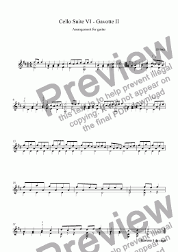 page one of Cello Suite VI - Gavotte II