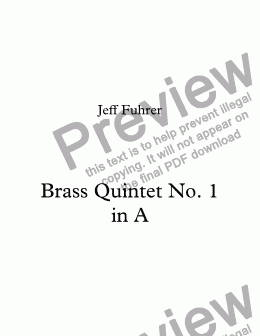page one of Brass Quintet No. 1 in A
