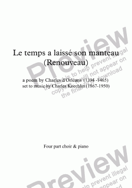 page one of Le temps a laissé son manteau (Koechlin / Ch. d’Orléans)