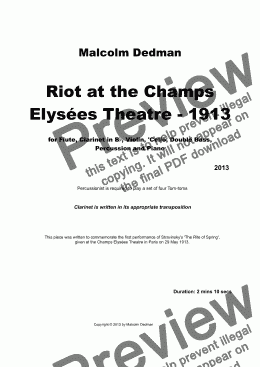 page one of Riot at the Champs Elysées Theatre - 1913