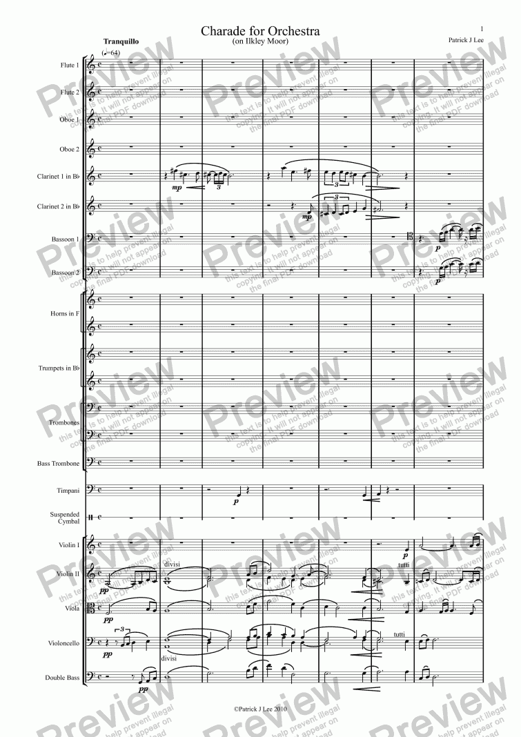 page one of Charade for Orchestra
