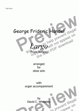 page one of Handel - Largo for oboe and organ